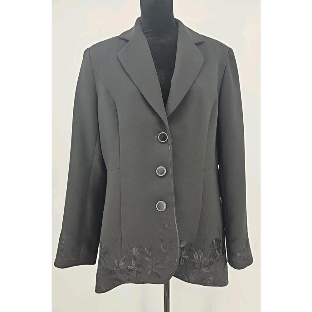 Soft Surroundings Noir‎ Label Black Embroidered Suit Jacket Large